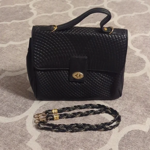 Black Leather Quilted Crossbody Purse - Picture 7 of 11